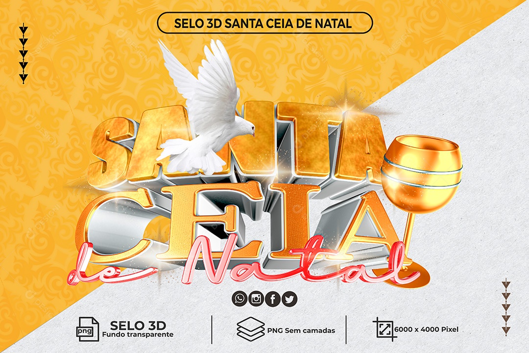 Selo 3D Santa Ceia de Natal PNG Transparente Sem Fundo