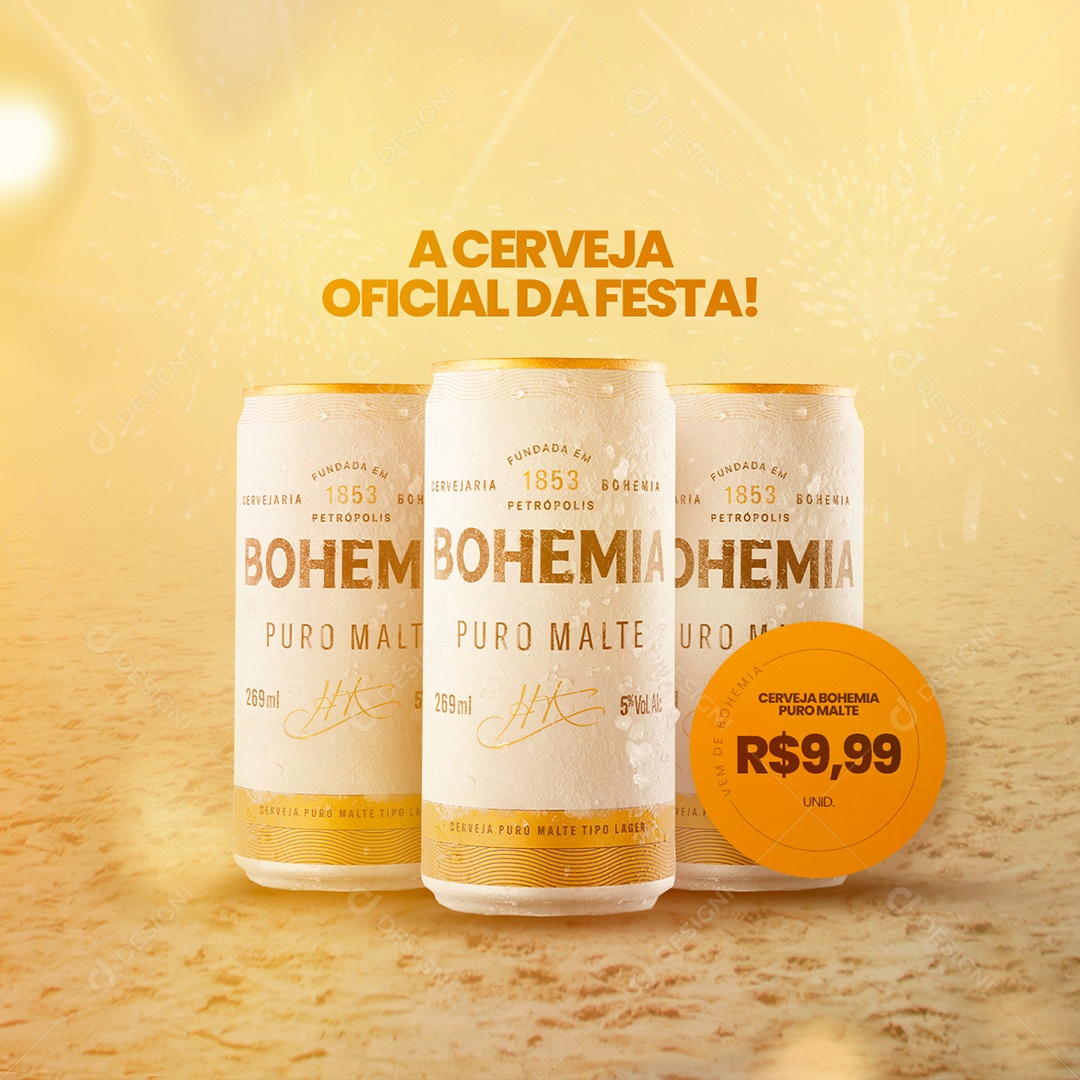 A Cerveja Oficial da Festa Bohemia Ano Novo Cervejaria Social Media PSD Editável