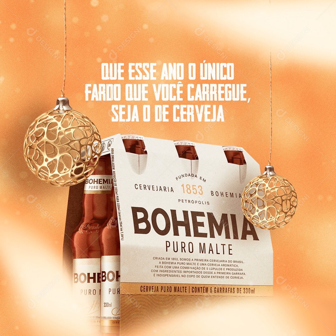 Que o Único Fardo que Você Carregue Seja de Cerveja Ano Novo Social Media PSD Editável