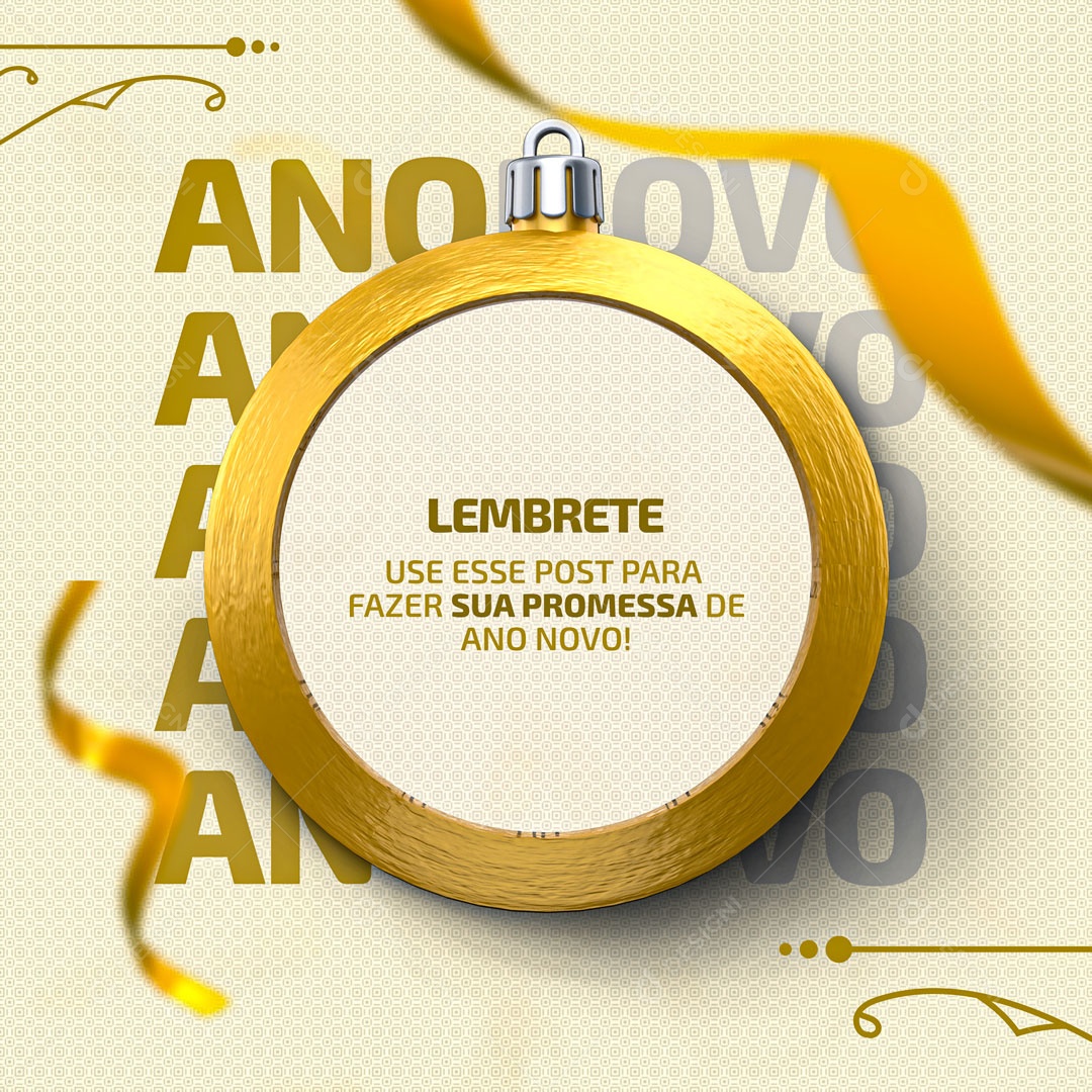 Lembrete Ano Novo Social Media PSD Editável