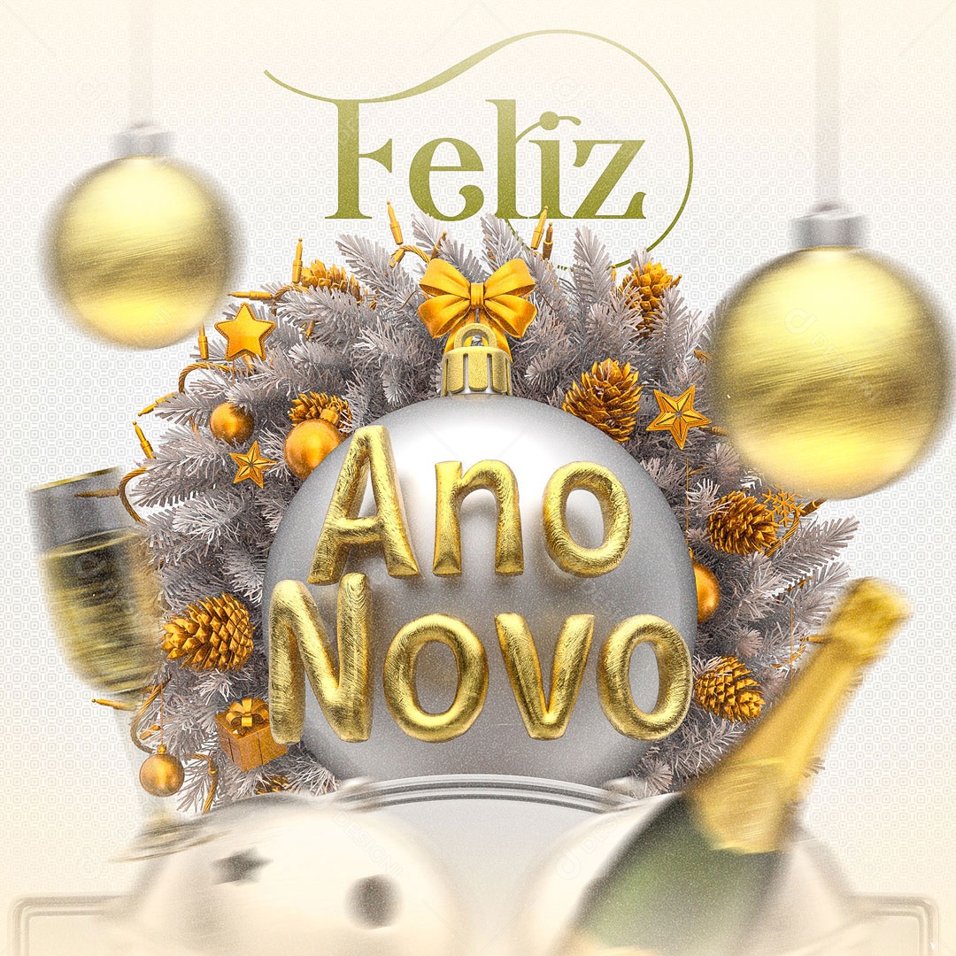 Feliz Ano Novo Social Media PSD Editável