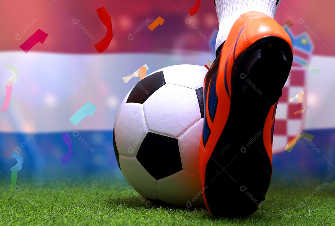 Competição da Copa de Futebol entre a Holanda nacional e a Croácia nacional.