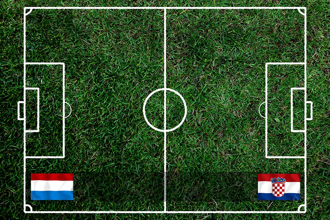Competição da Copa de Futebol entre a Holanda nacional e a Croácia nacional.