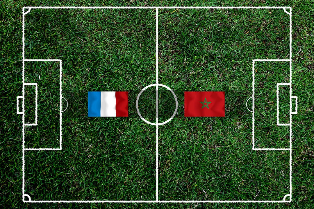 Competição da Taça de Futebol entre a França nacional e a nacional Marrocos.