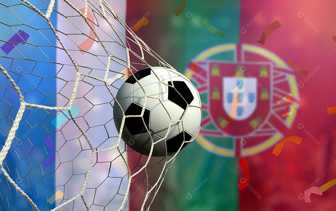 Competição da Taça de Futebol entre a França nacional e a nacional portuguesa.