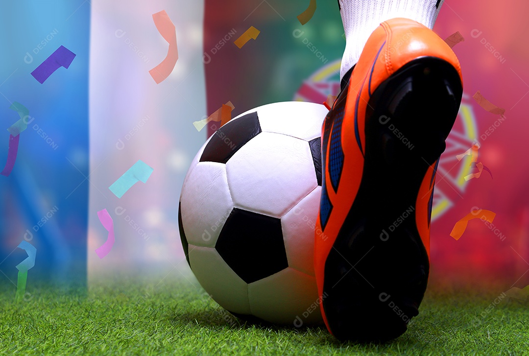 Competição da Taça de Futebol entre a França nacional e a nacional portuguesa.