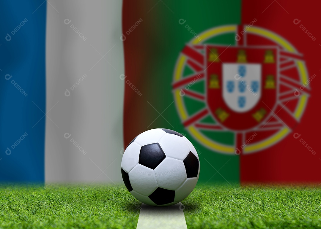 Competição da Taça de Futebol entre a França nacional e a nacional portuguesa.