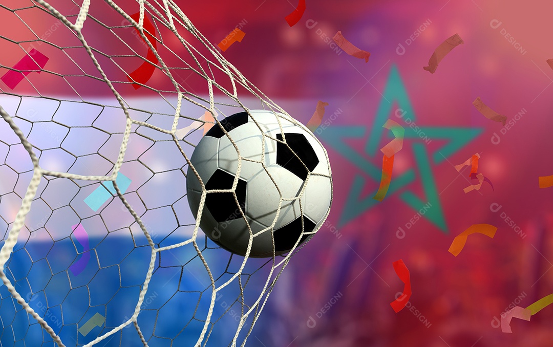Competição da Taça de Futebol entre a Holanda nacional e a nacional Marrocos.