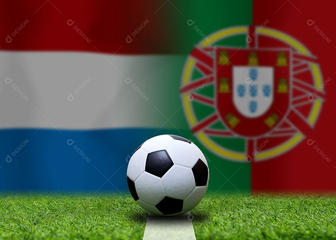 Competição da Copa de Futebol entre a seleção holandesa e a seleção portuguesa.