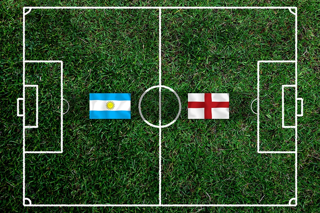 Competição da Copa de Futebol entre as seleções nacional argentina e nacional inglesa.