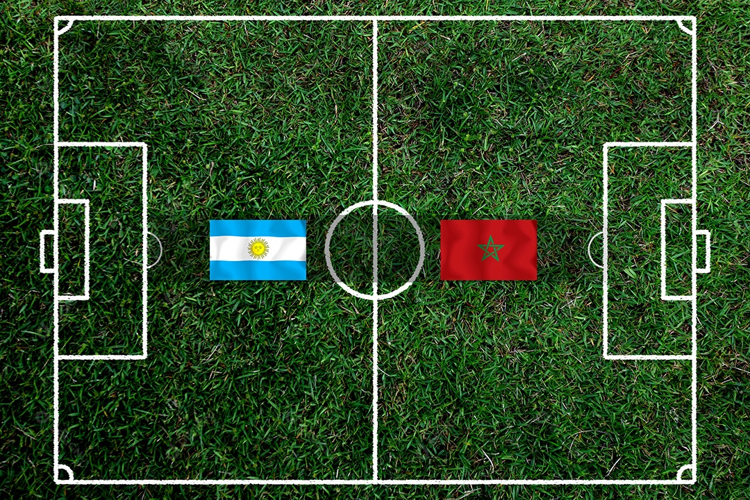 Competição da Copa de Futebol entre as seleções nacional argentina e nacional marroquina.