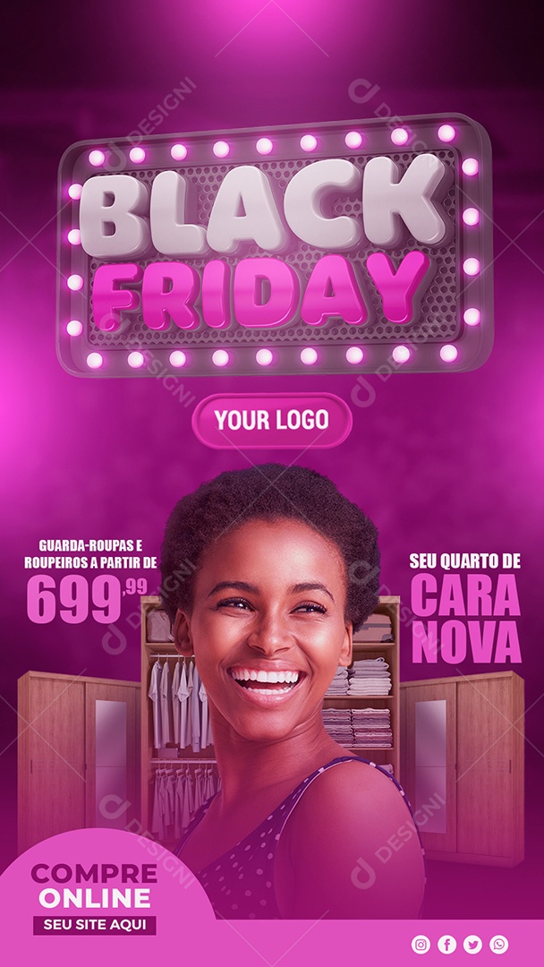 Story Guarda Roupas Black Friday Eletromóveis Social Media PSD Editável