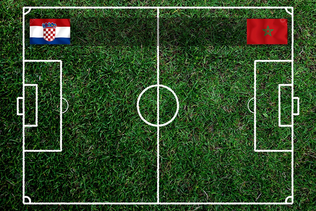 Competição da Taça de Futebol entre a Croácia nacional e a nacional Marrocos.