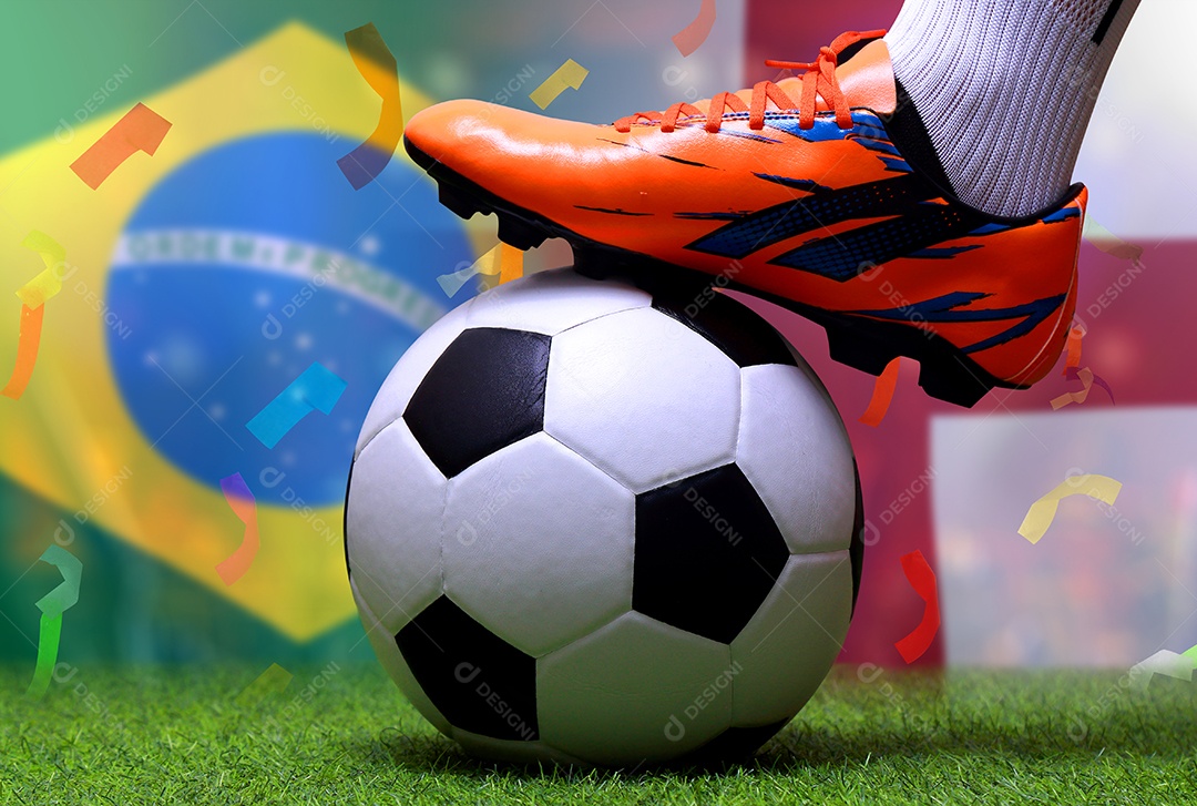 Competição da Copa de Futebol entre as seleções nacional Brasil e nacional Inglaterra.