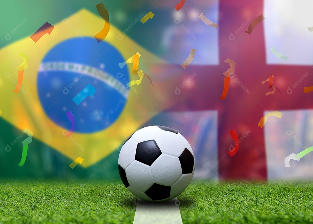 Competição da Copa de Futebol entre as seleções nacional Brasil e nacional Inglaterra.