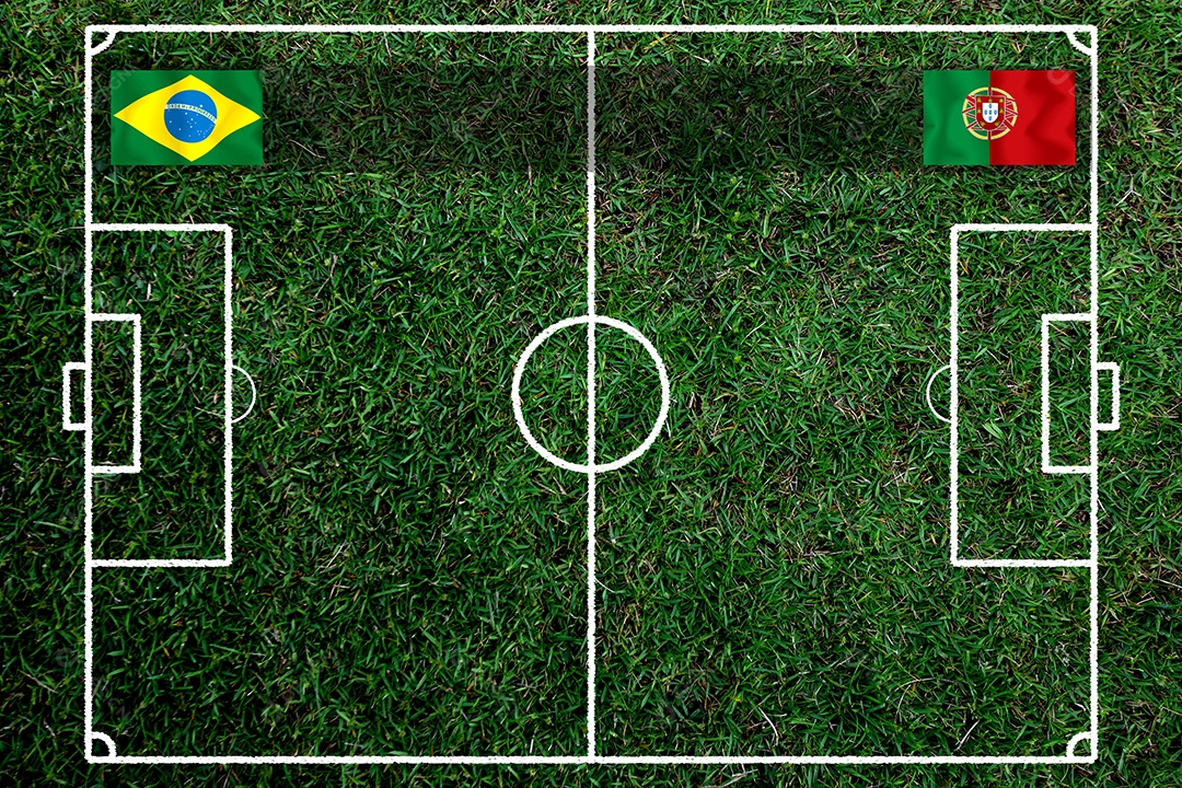 Competição da Taça de Futebol entre o nacional Brasil e o nacional português.