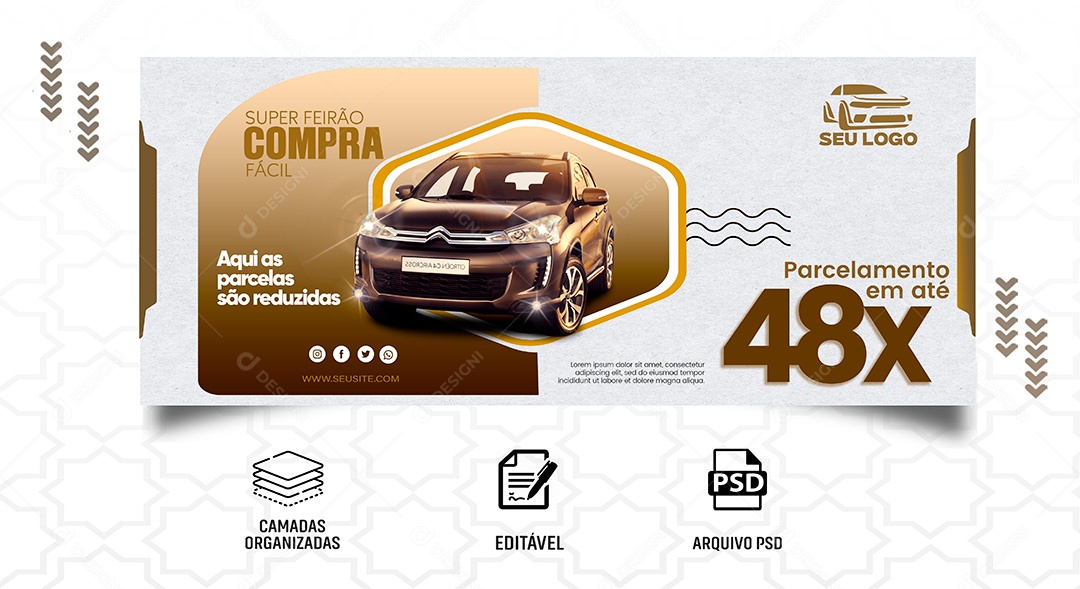 Post Concessionária Super Feirão Compra Fácil Social Media PSD Editável