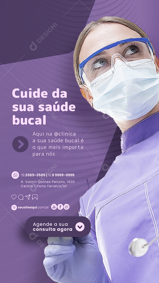 Story Cuide da sua Saúde Bucal Dentista Social Media PSD Editável