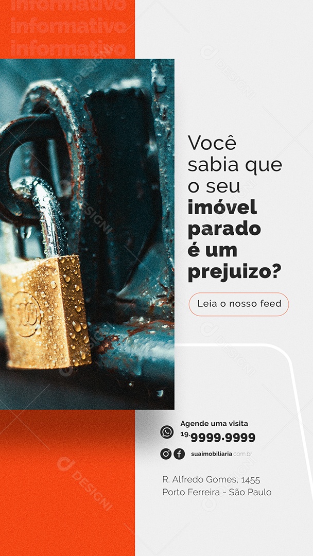 Story Você Sabia que o seu Imóvel parado é um Prejuizo Imobiliária Social Media PSD Editável
