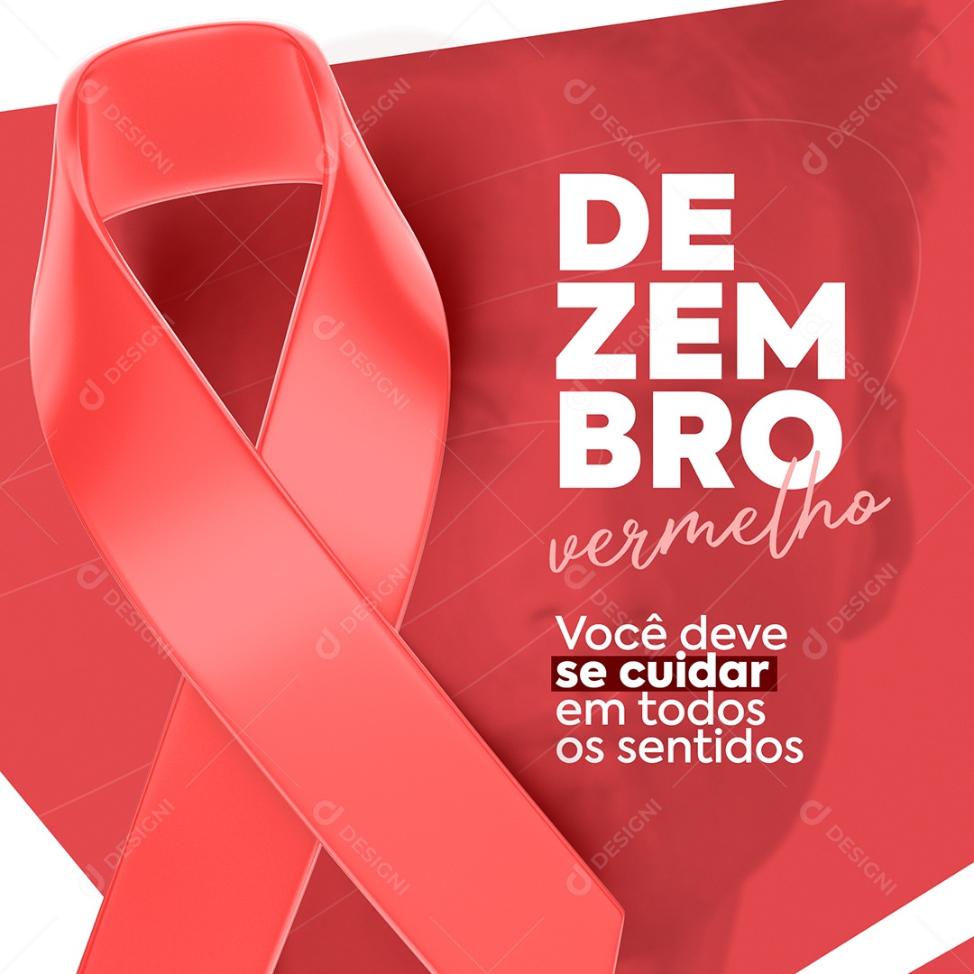 Post Dezembro Vermelho Prevenção ao HIV Social Media PSD Editável
