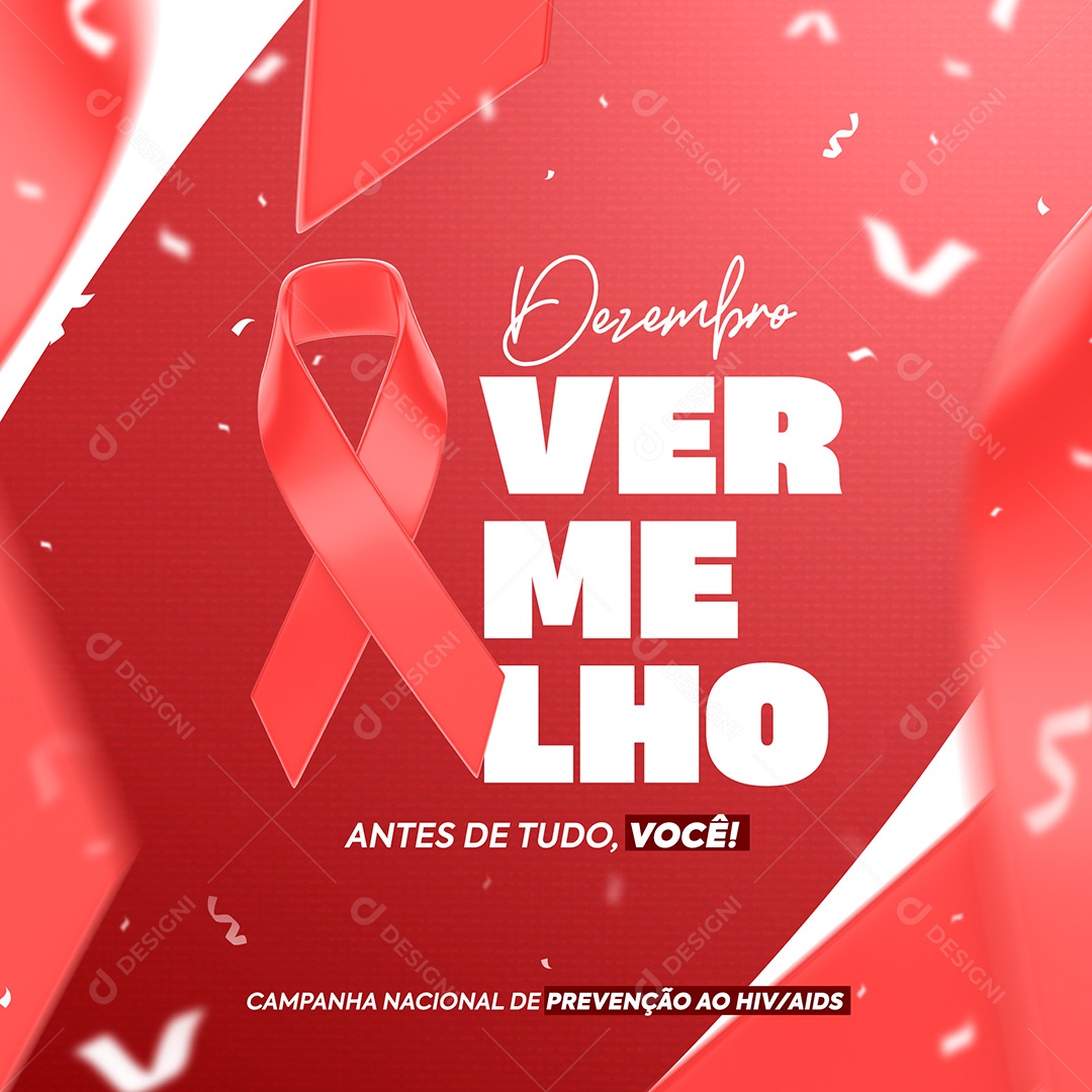 Post Dezembro Vermelho Prevenção ao HIV Social Media PSD Editável