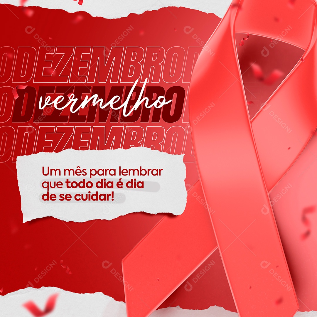 Post Dezembro Vermelho Prevenção ao HIV Social Media PSD Editável