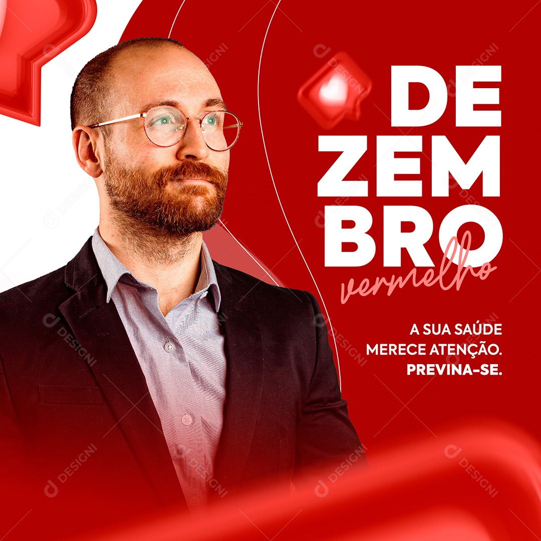 Post Dezembro Vermelho Prevenção ao HIV Social Media PSD Editável