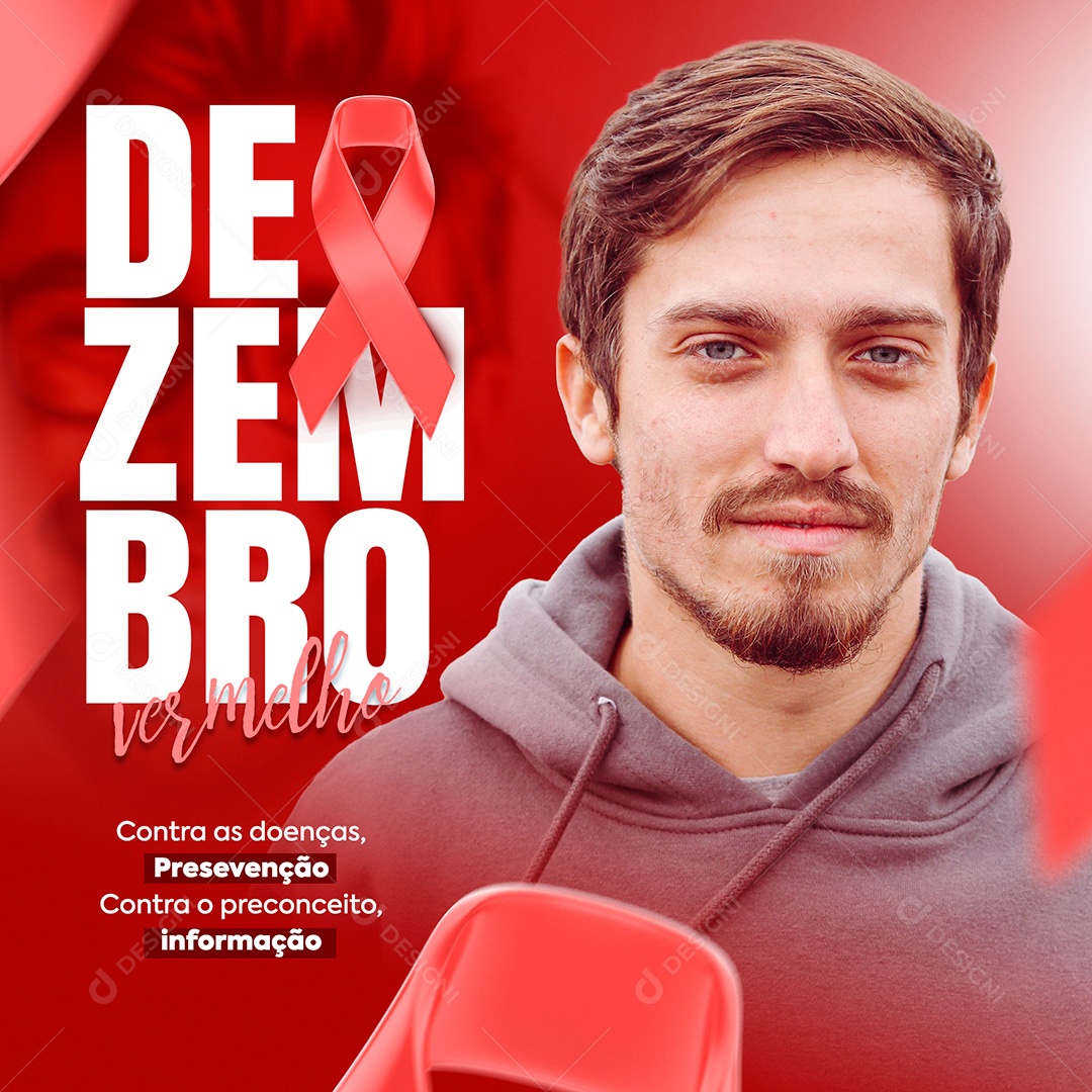 Post Dezembro Vermelho Contra as Doenças Social Media PSD Editável