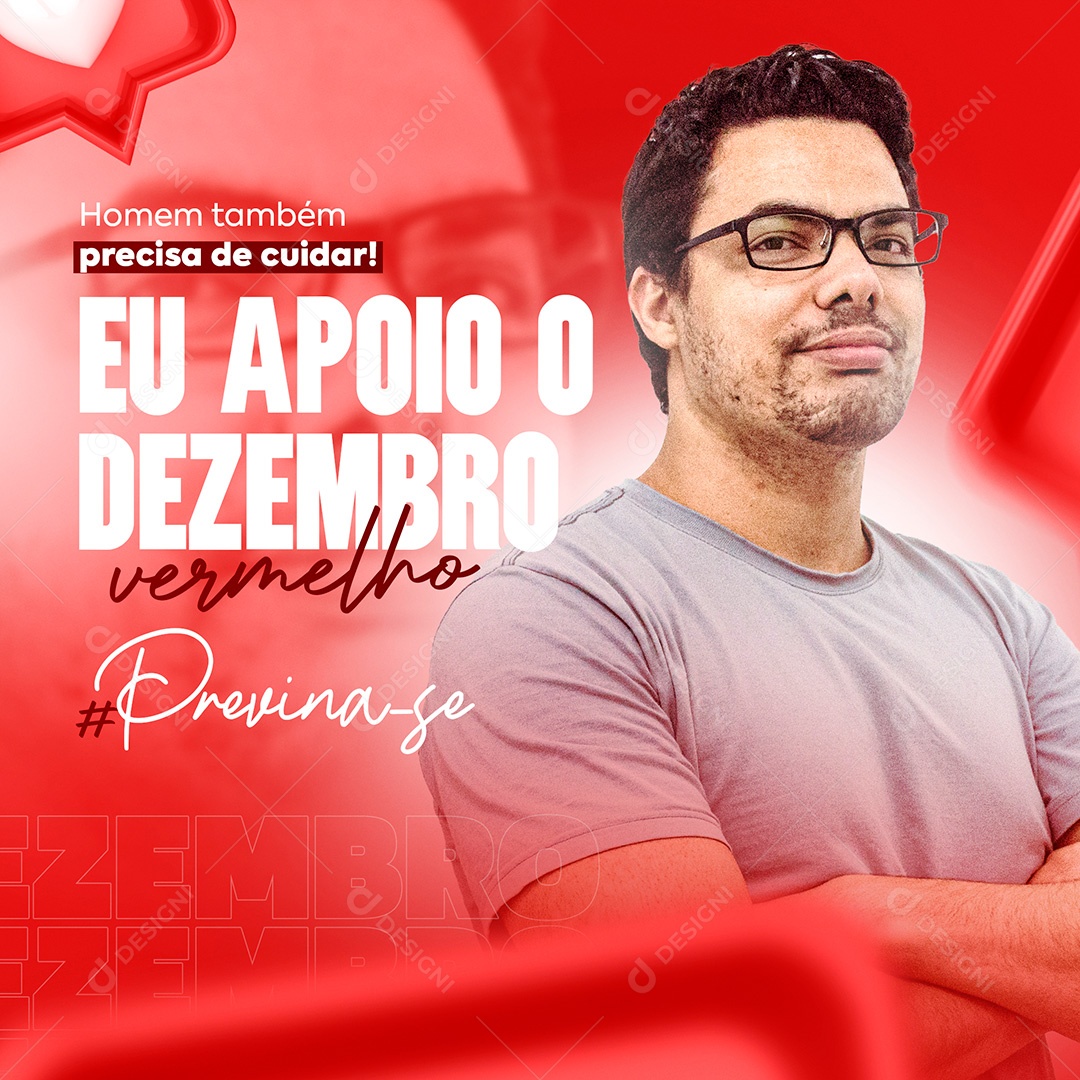 Post Dezembro Vermelho Previna-se Social Media PSD Editável