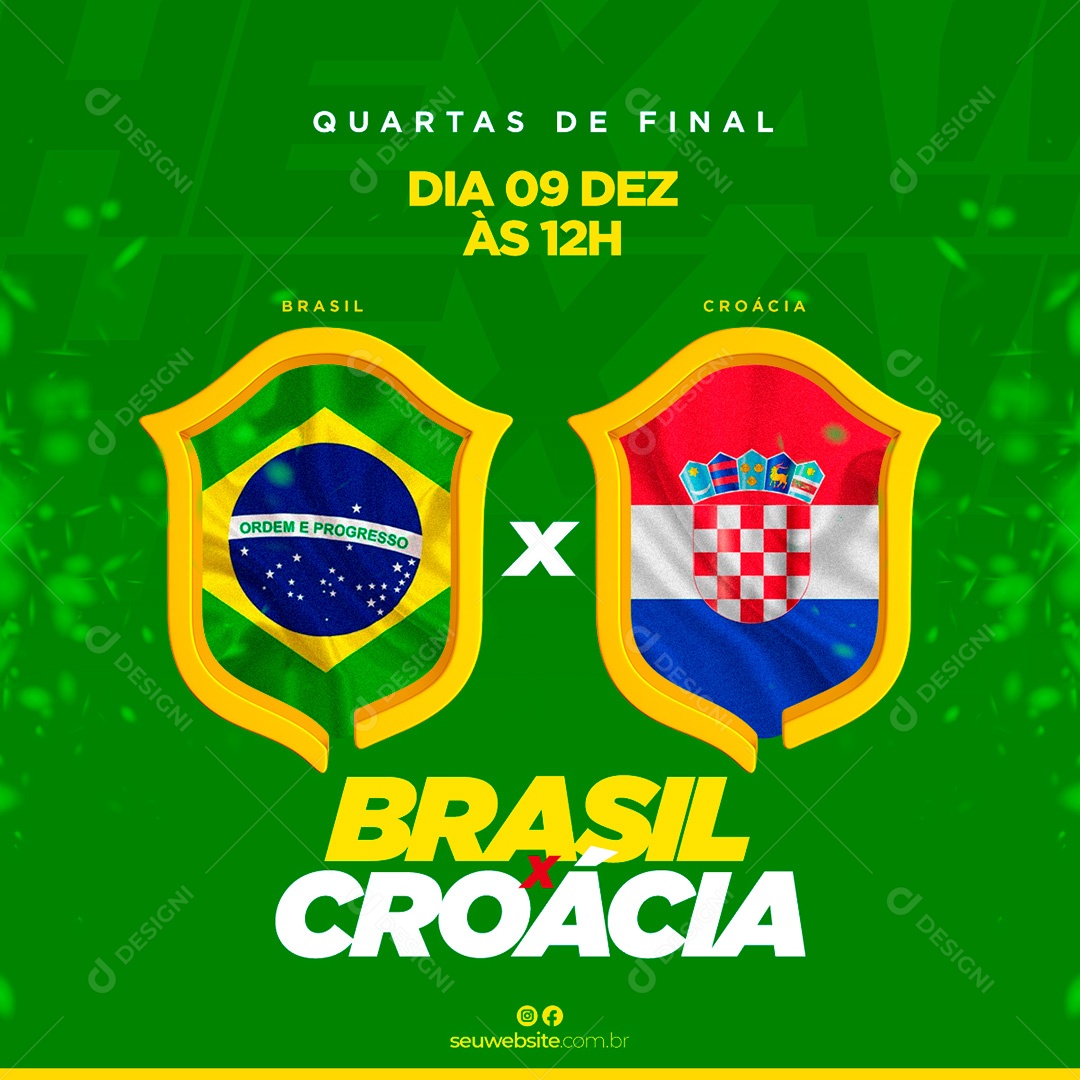 Post World Cup Brazil and Croatia Quarter Finals Social Media Editable PSD