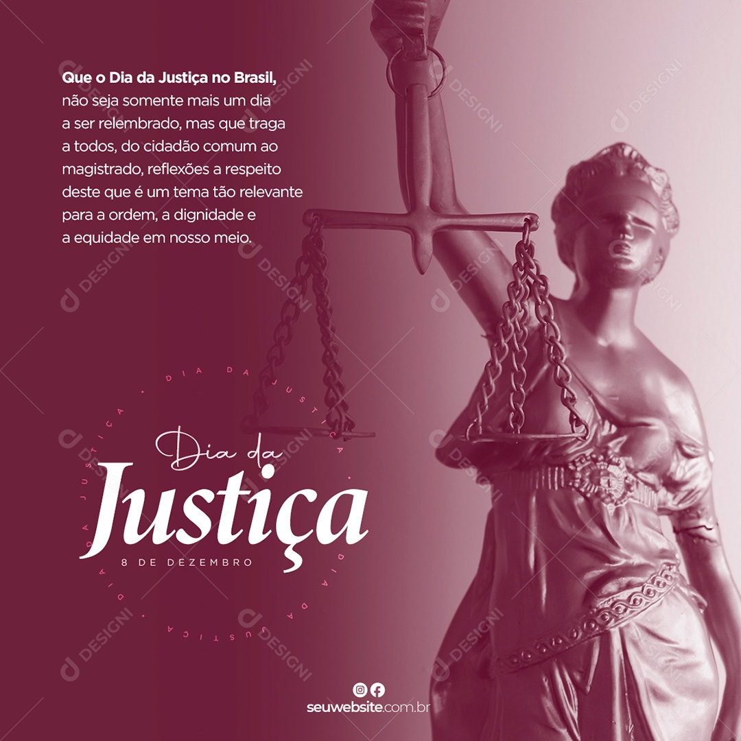 Dia da Justiça 8 de Dezembro Social Media PSD Editável