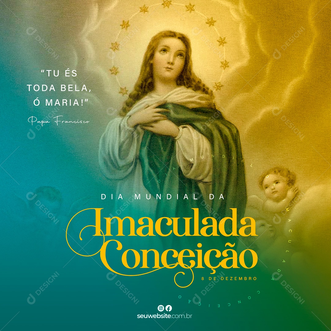 Dia Mundial da Imaculada Conceição 8 de Dezembro Social Media PSD Editável