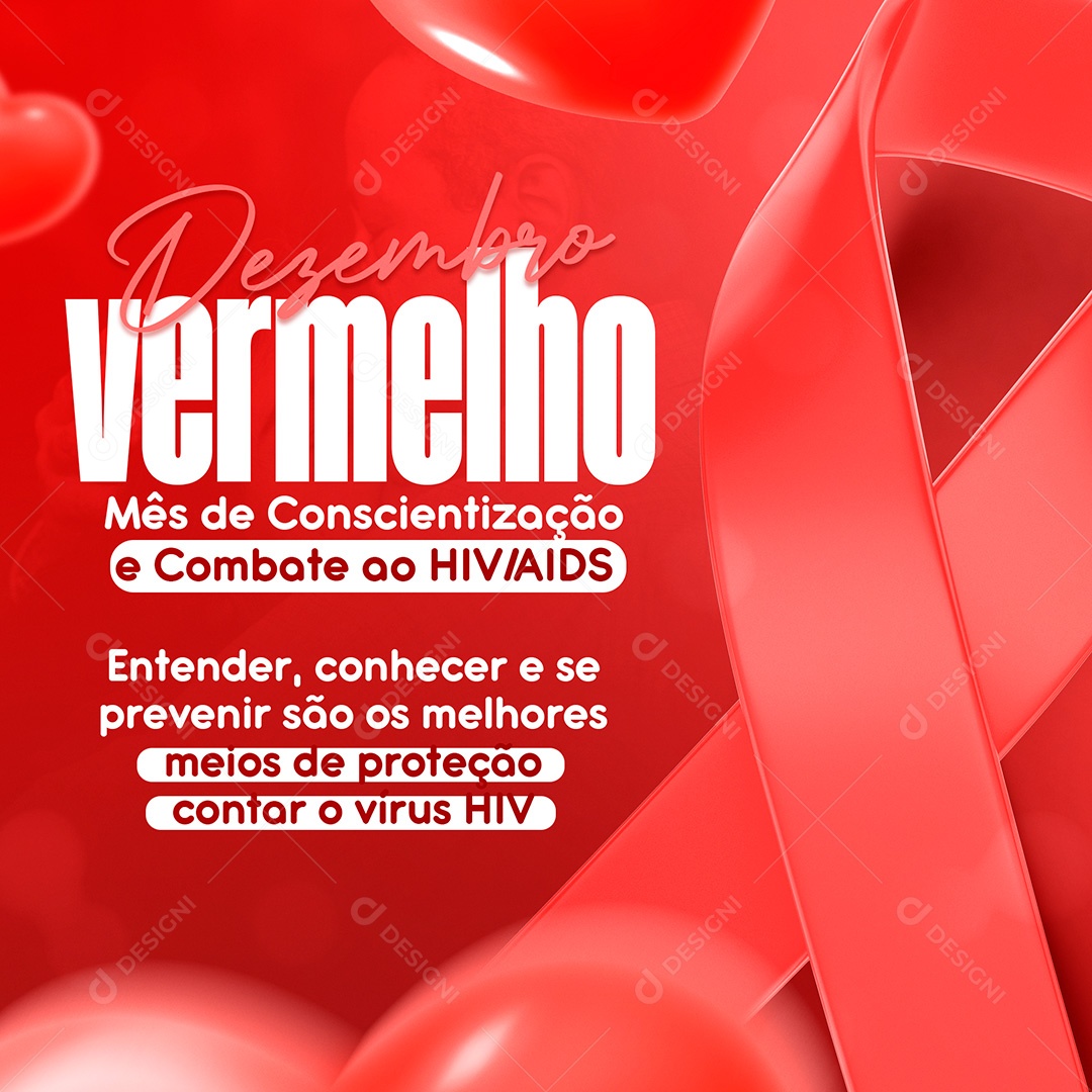 Post Dezembro Vermelho Prevenção ao HIV Social Media PSD Editável