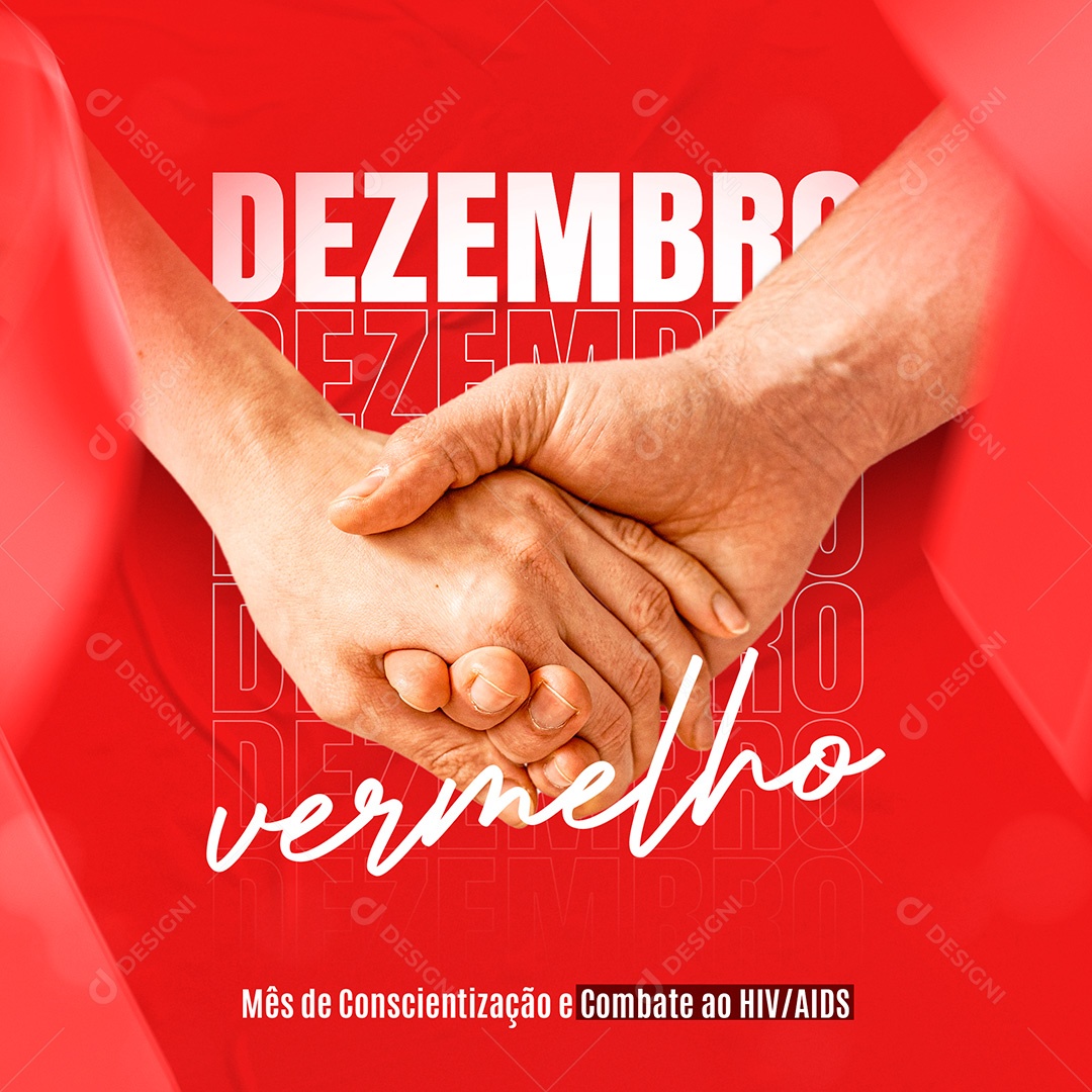 Post Dezembro Vermelho Prevenção ao HIV Social Media PSD Editável