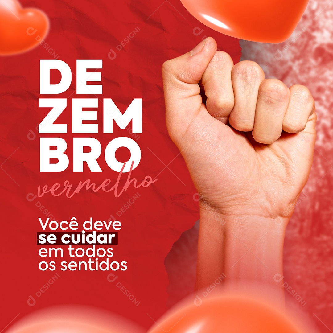 Post Dezembro Vermelho Prevenção ao HIV Social Media PSD Editável