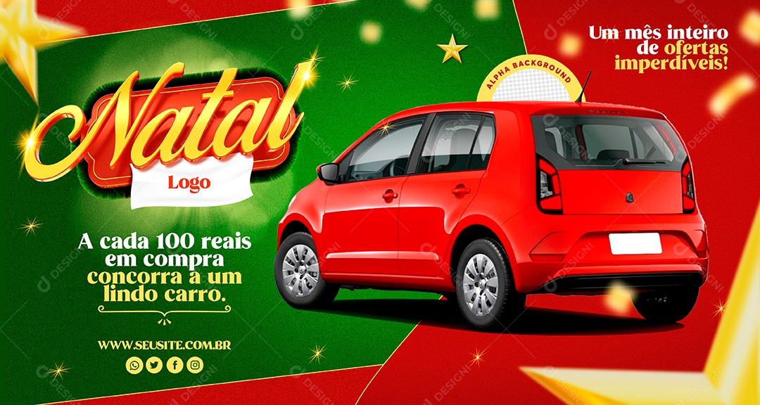 Banner de Natal Concorra a Um Carro Social Media PSD Editável
