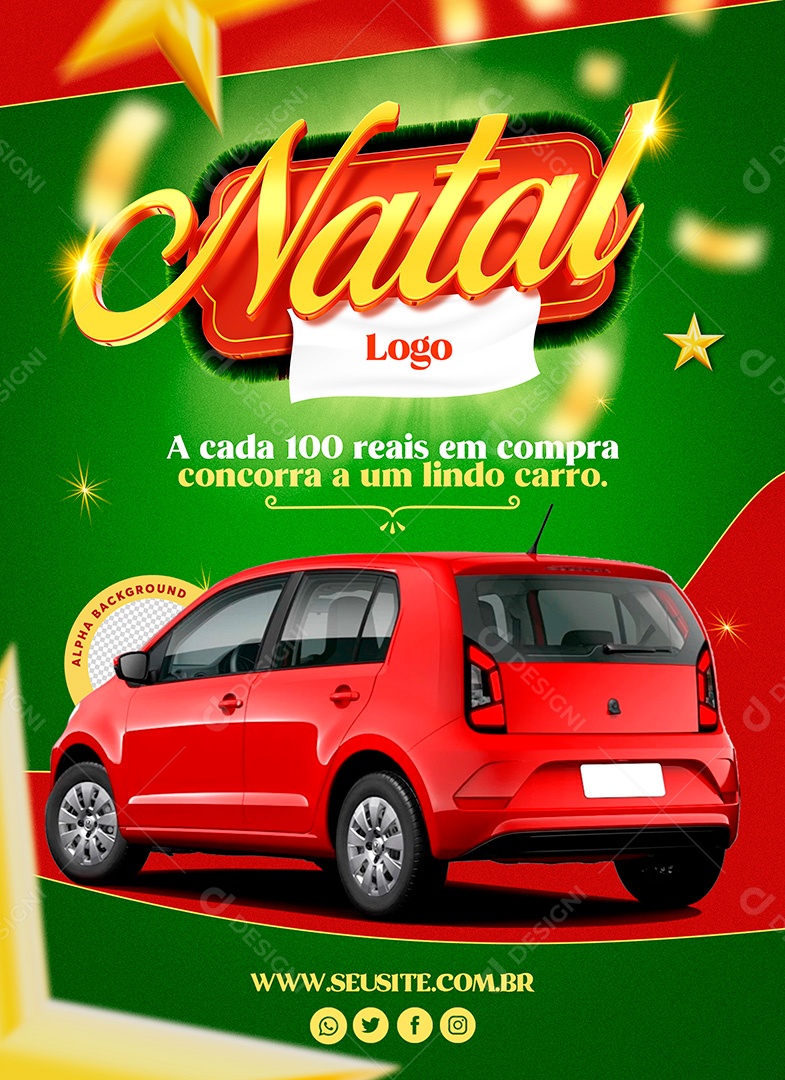 Post de Natal Concorra a Um Carro Social Media PSD Editável