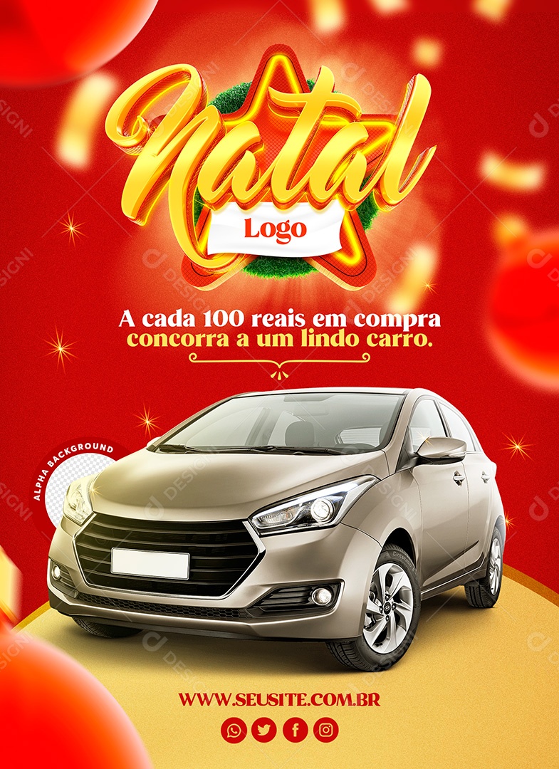 Post de Natal Concorra a Um Carro Social Media PSD Editável
