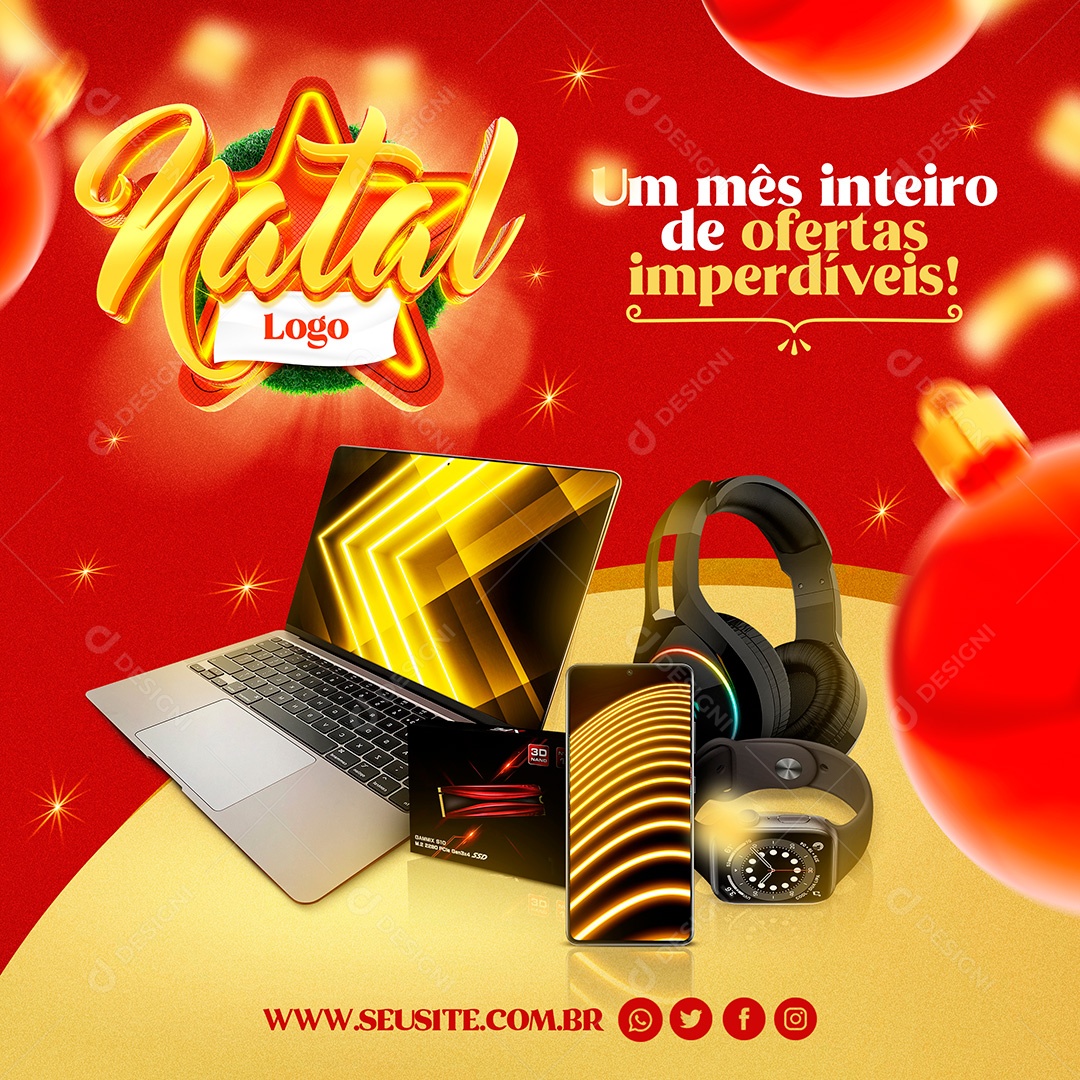Post Ofertas de Natal Imperdíveis Eletrônicos Social Media PSD Editável
