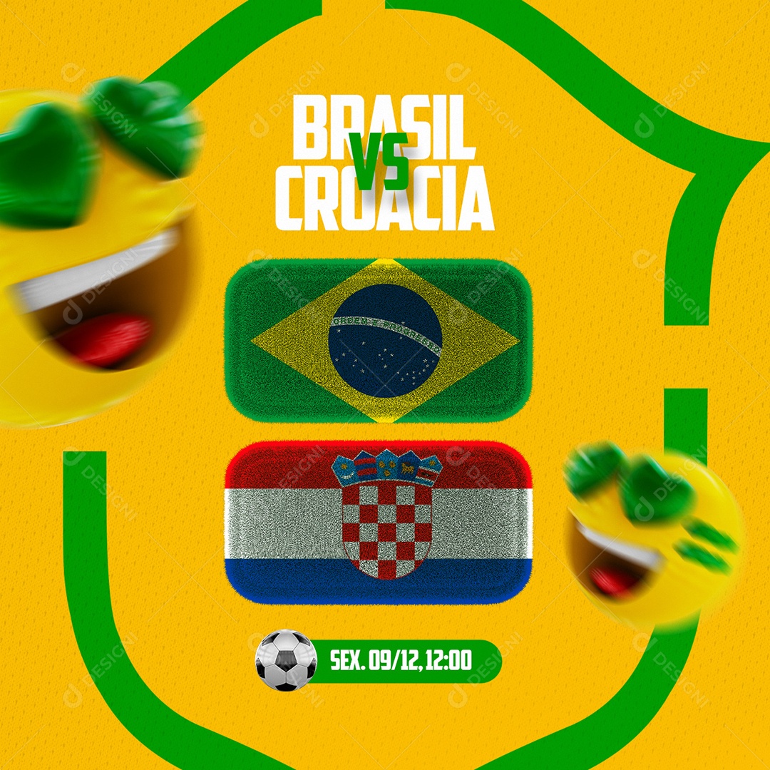 Brasil vs Croácia Futebol Copa do Mundo Social Media PSD Editável