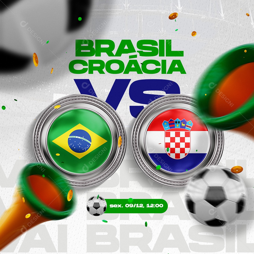 Brasil vs Croácia Futebol Copa do Mundo Social Media PSD Editável