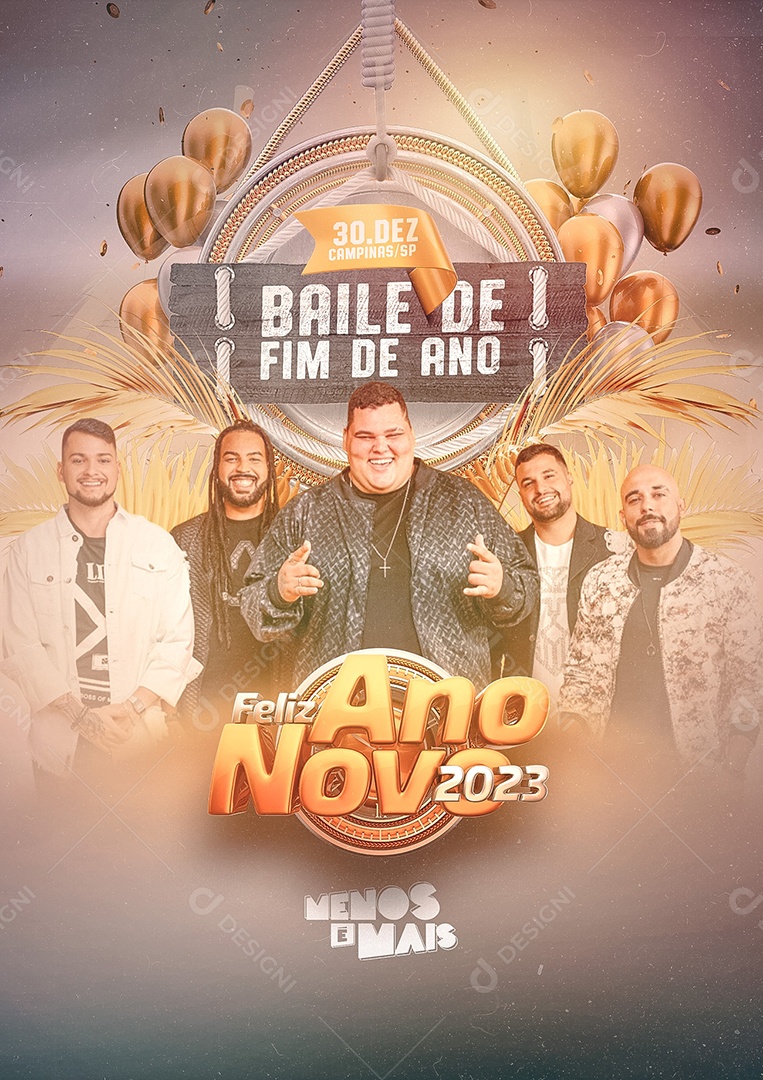 Baile de Fim de Ano Reveillon Feliz Ano 2023 Flyer Social Media PSD Editável