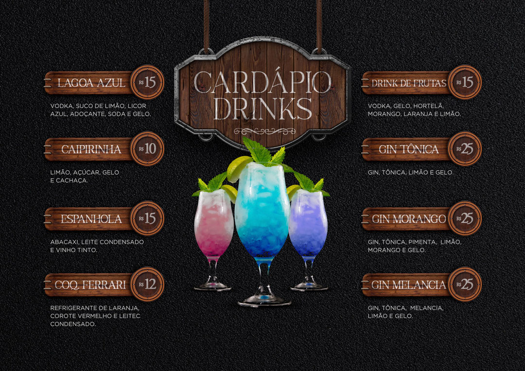 Modelo de Cardápio de Drinks Bebidas PSD Editável