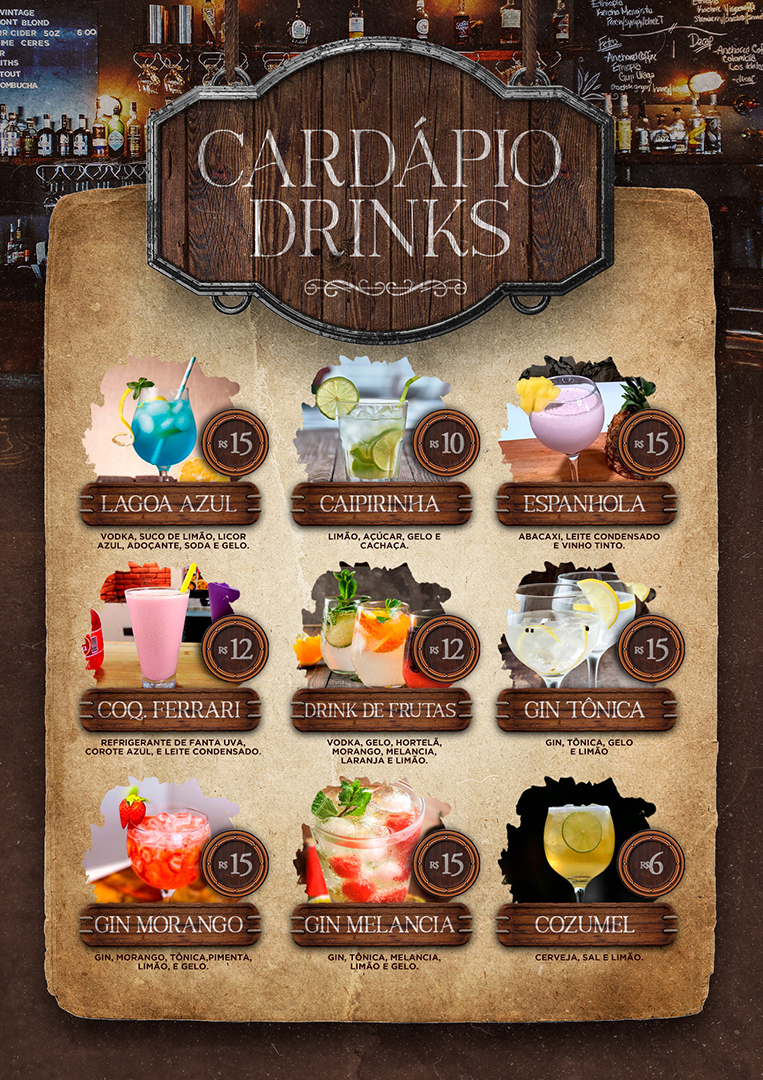 Modelo de Cardápio de Drinks Bebidas PSD Editável