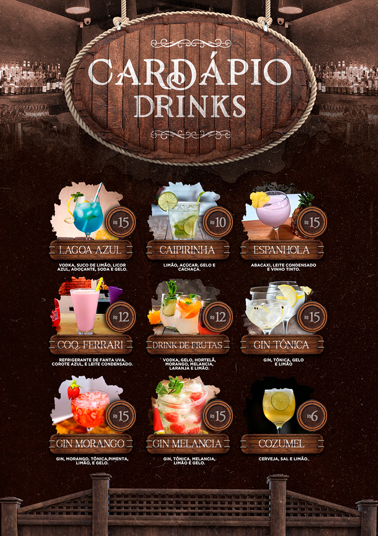 Modelo de Cardápio de Drinks Bebidas PSD Editável