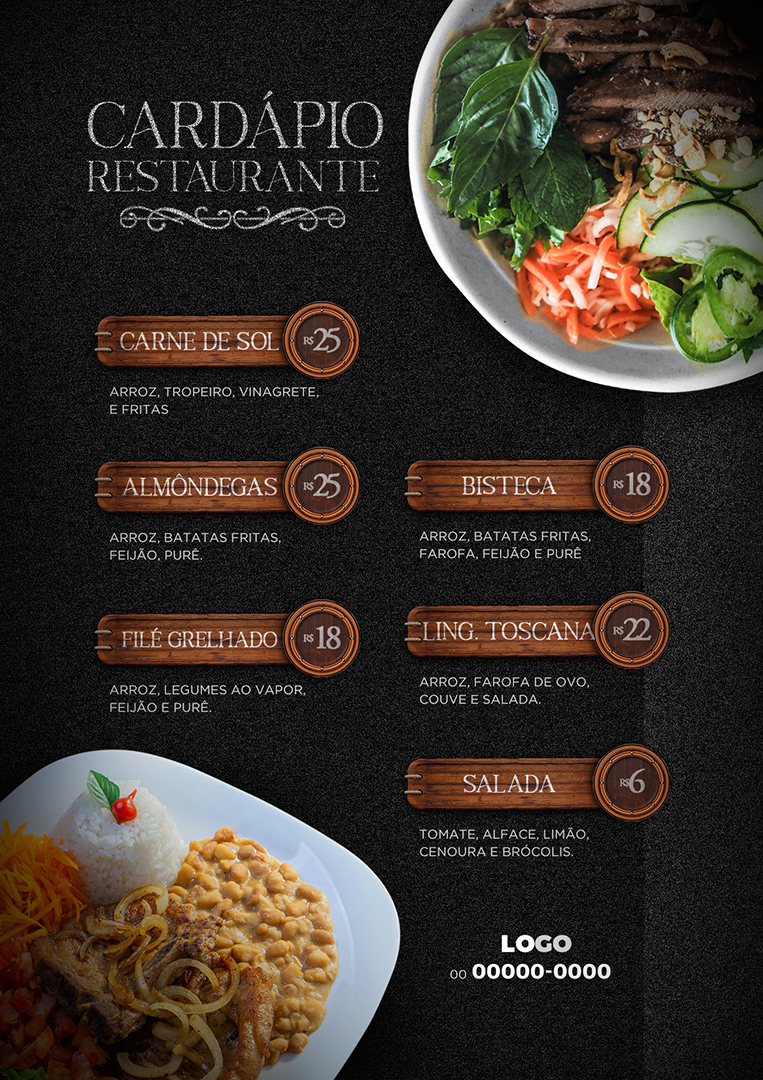 Modelo de Cardápio de Restaurante PSD Editável