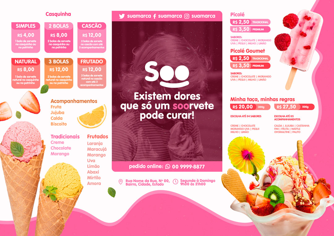 Modelo de Cardápio de Sorveteria PSD Editável