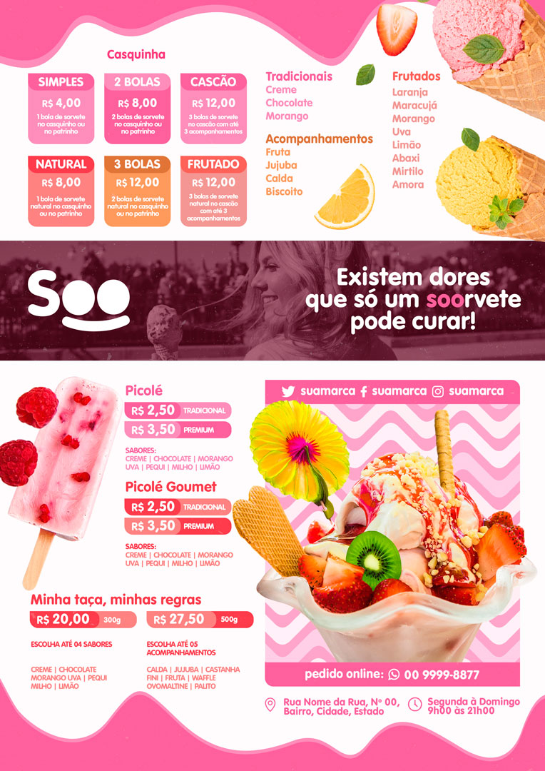 Modelo de Cardápio de Sorveteria PSD Editável