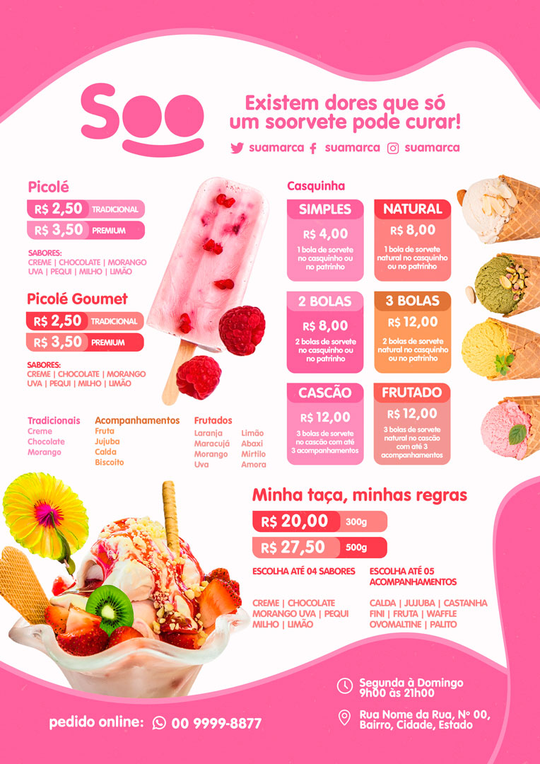 Modelo de Cardápio de Sorveteria PSD Editável