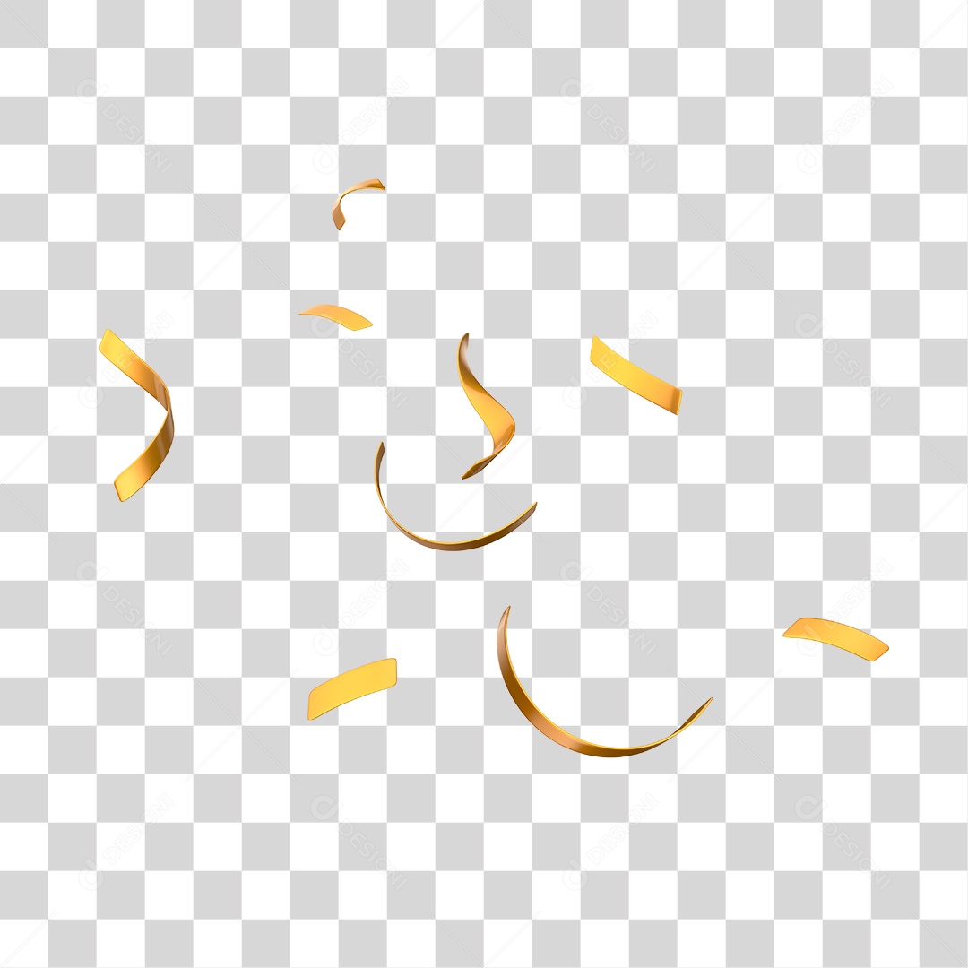 Fitas Dourada Elemento 3D para Composição PNG Transparente